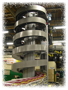 Fridge pack spiral handling at Dr. Pepper with six cans leading.